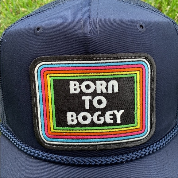 📌 ( Sold ) NWT Born To Bogey Snap Back With  Mesh Back Trucker Hat - Picture 2 of 4
